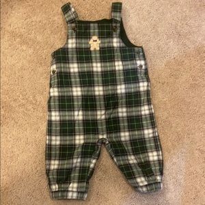 Janie and Jack plaid Christmas overalls